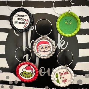 Christmas Wine Charm Set